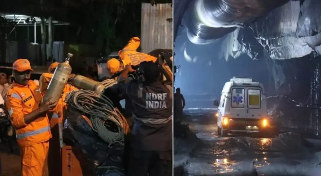 সিকিমে দুর্ঘটনাস্থলে উদ্ধারকারী দলের সদস্যরা। ছবি: সংগৃহীত