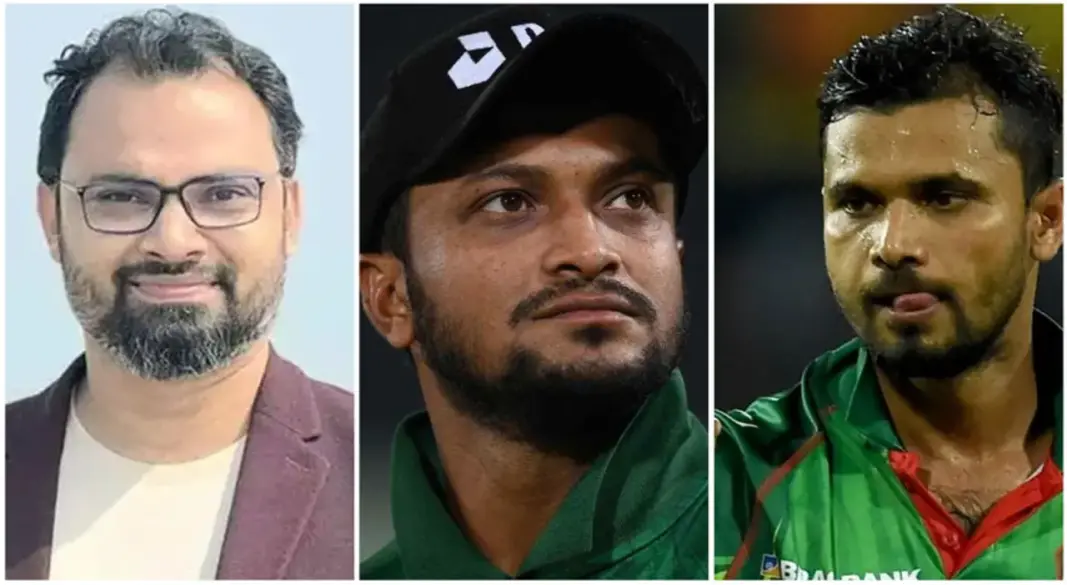 আমিনুল হক, সাকিব আল হাসান ও মাশরাফি বিন মুর্তজা। ছবি : সংগৃহীত