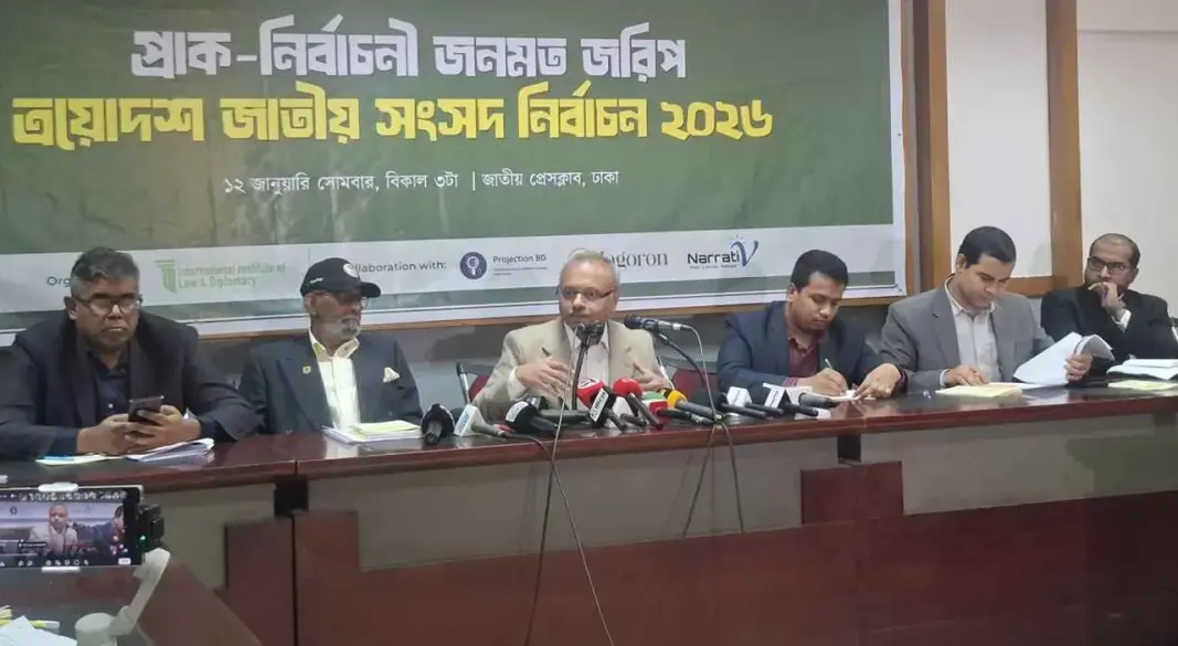 প্রাক-নির্বাচনী জনমত জরিপের ফলাফল প্রকাশ। ছবি : সংগৃহীত