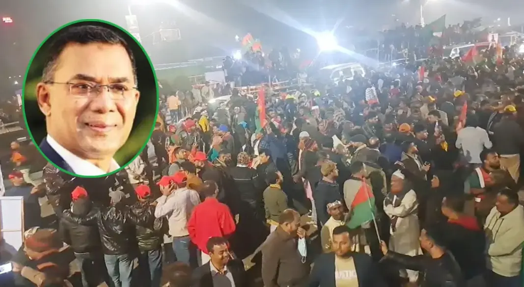 পূর্বাচল ৩০০ ফিট সড়কে বিএনপি নেতাকর্মীদের অবস্থান। ছবি : সংগৃহীত