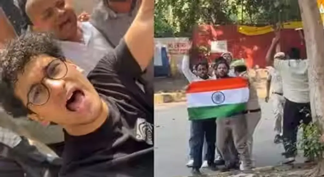 সিজেপির নেতা আশুতোষ রানকা ও সৌরভ দাসের নেতৃত্বে একদল কর্মী যন্তর মন্তরে প্রবেশ করে প্রতিবাদ জানান। ছবি: সংগৃহীত