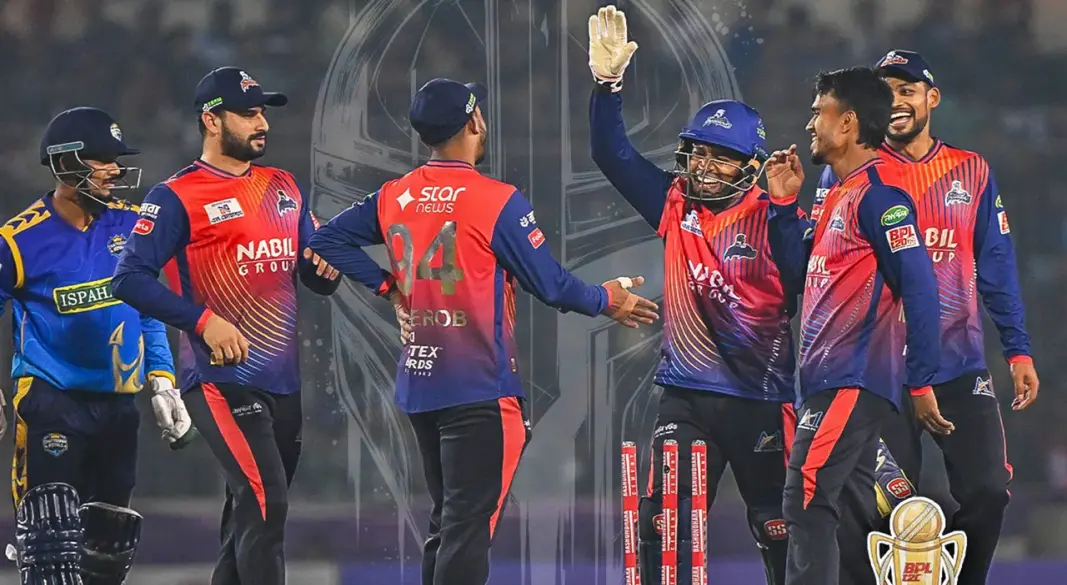 উইকেট লাভের পর রাজশাহীর খেলোয়াড়দের উচ্ছ্বাস। ছবি : সংগৃহীত