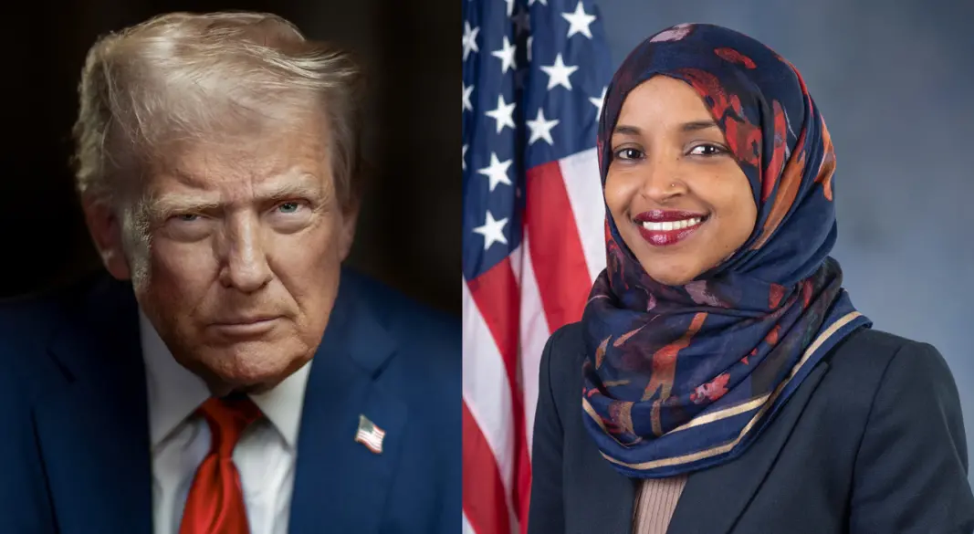 মার্কিন প্রেসিডেন্ট ডোনাল্ড ট্রাম্প ও ডেমোক্র্যাট সদস্য ইলহান ওমর। ছবি : সংগৃহীত