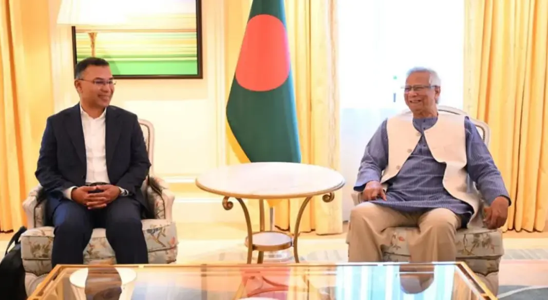 তারেক রহমান ও প্রধান উপদেষ্টা ড. মুহাম্মদ ইউনূস। ছবি : সংগৃহীত