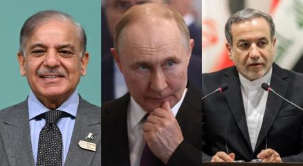 শাহবাজ, পুতিন ও আরাঘচি। ছবি : সংগৃহীত